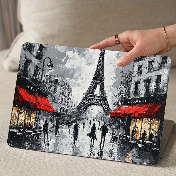 2pcs Paris Street Pattern Laptop Art Decal Protective Case, Universal Netbook Light Beige Stickers Non-Reusable Laptop Skins Waterproof and Scratch Resistant - Water-resistant, Anti-scratch, Suitable for Laptops, Cars - Image 6