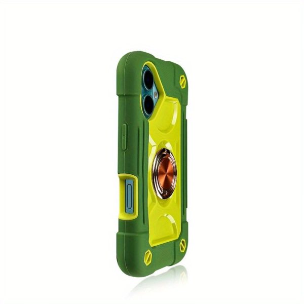 A Colorful Dual Ring Case Suitable for The Apple Iphone 16, Featuring a Durable Shell with a 360° Dual Rotating Ring Stand, a Phone Lanyard, And a 3-In-1 Protective Cover That Is Shockproof. - Image 2