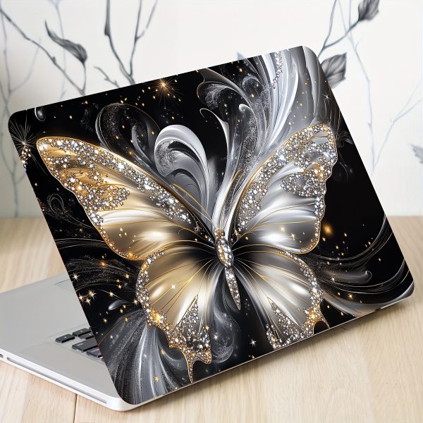2pcs Butterfly Laptop Art Decal Protective Case, Universal Netbook Light Beige Sticker Non-Duplicate Use Field Notebook Computer Light Beige Sticker Decals Waterproof and Scratch Resistant - Waterproof, Anti-scratch, Suitable for Laptops, Cars, Helmets, Motorcycles, Refrigerator Decorations - Image 3