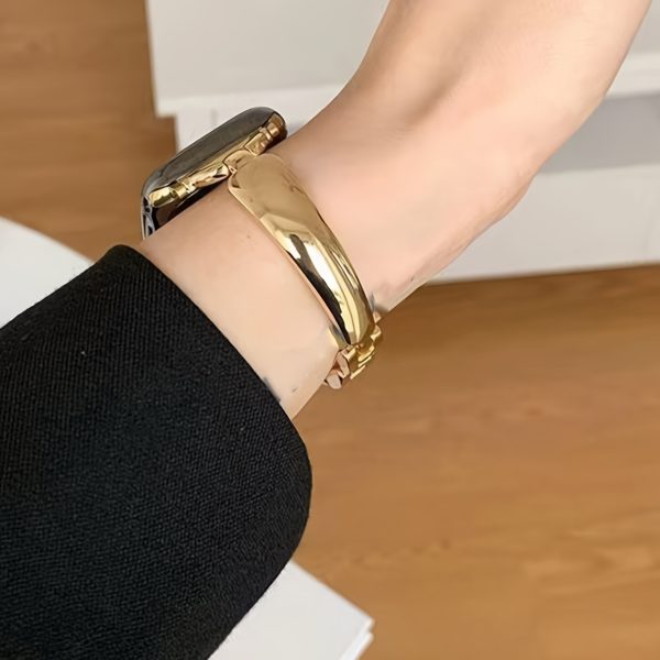 Metel for apple Watch Band - Stylish & Durable, Fits Series 10/9/8/7, for Iwatch Ultra 2/1 & SE 6/5/4, Water-Resistant, 38mm to 49mm Sizes, Pink with Golden Accents, for Iwatch Accessory | Elegant Timepiece | Durable Strap, for Iwatch Accessories - Image 4