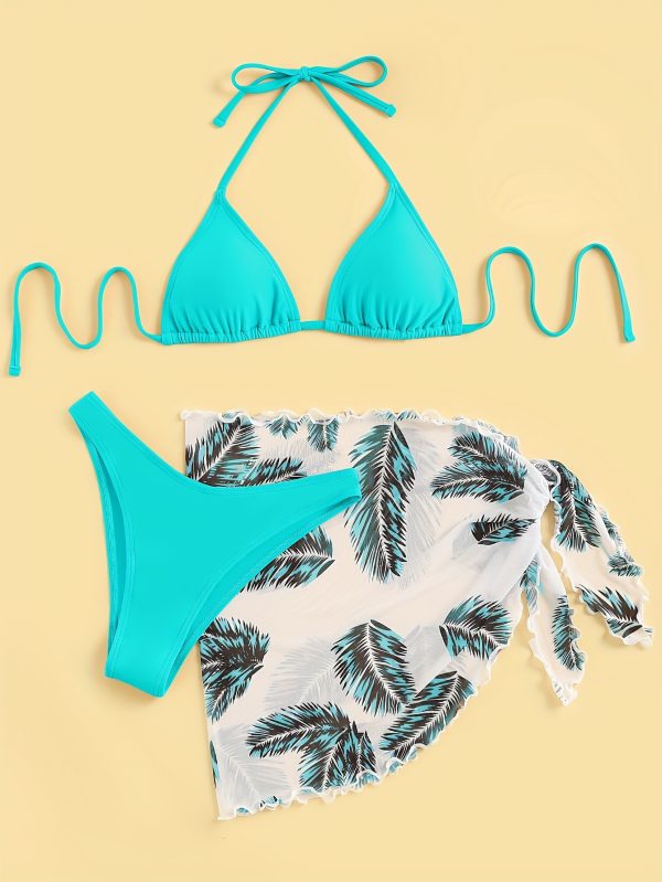 Women's Fashion Leaf Print Bikini Skirt Set - Image 5