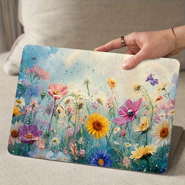 2pcs Floral Vinyl Laptop Skins, Vibrant Flower Design, Scratch-Resistant DIY Art Covers for Notebooks & Cars - Easy Apply, Durable Decoration, Notebook Accessories - Image 6