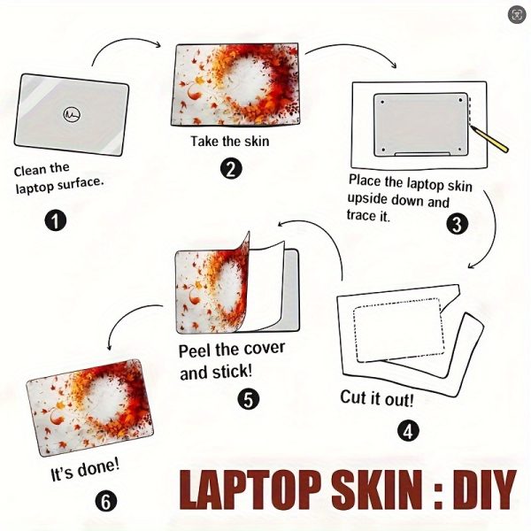 Autumn Leaves Pattern Laptop Skin Decal Set, Polyvinyl Chloride, Self-Adhesive, Reusable, Semi-Matte Finish, Scratch-Resistant Notebook Cover for 30.48-39.62 cm Laptops, Easy Application & Removal - 2pcs - Image 9