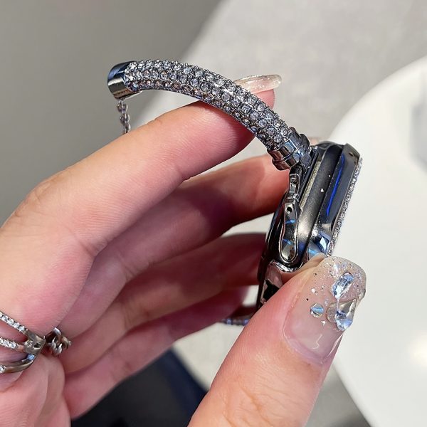 1pc Sparkling Crystal Apple Watch Band Compatible with 38mm-49mm & Ultra/Series 1-10, Alloy Metal Women's Fashion Bracelet - Luxury Gift for Her, Girlfriend, Friends, Apple Watch Bracelet, Smartband Accessory, Cylindrical Gemstone Design, Durable Clasp Feature - Image 10