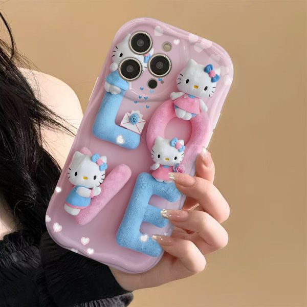 Sanrio Genuine Licensed Case Hello Kitty Cat Cute LOVE Letter Model Pink and Blue Neon Gradient Silicone Case for iPhone 16/ 15/ 14/ 13/ 12/ 11/ 8/ 7/ Pro Max/ Plus/ X/ XS/ XR/ XS MAX Perfect Gift for Holidays and Birthdays! - Image 5