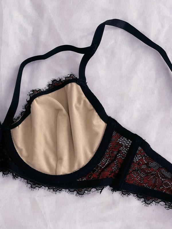 Women's Sexy Elegant Bras with Black & Red Contrast Lace trim - Underwire support, Non-Padded Cups, Everyday & Formal Lingerie - Elegant Special Line Collection, Sophisticated Undergarment, Decorative Floral Bra, Medium Support Bra - Image 7