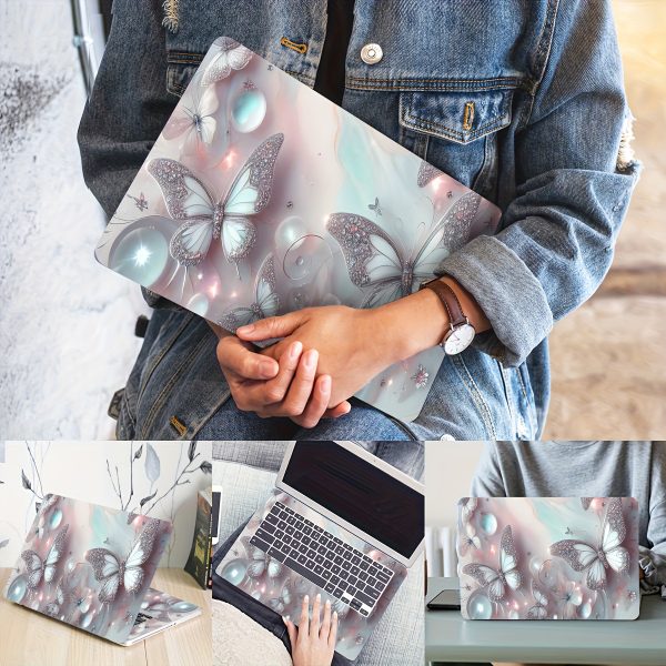 2pcs Butterfly Floral Laptop Skins, Vinyl Notebook Computer Case Stickers, Scratch-Resistant DIY Art Protective Covers, Easy to Apply & Durable Design for Notebooks - Semi-Matte Finish, Notebook Customization | Butterfly Pattern | Self-adhesive Design - Image 6