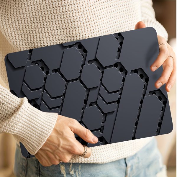 2pcs Black Metallic Laptop Skin Decals, Waterproof and Scratch-Resistant, Self-Adhesive Vinyl Stickers for Laptops, Semi-Matte Finish, Cartoon Pattern, Laptop Accessories - Image 3