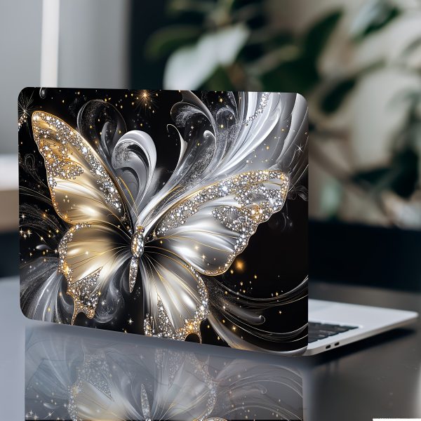 2pcs Butterfly Laptop Art Decal Protective Case, Universal Netbook Light Beige Sticker Non-Duplicate Use Field Notebook Computer Light Beige Sticker Decals Waterproof and Scratch Resistant - Waterproof, Anti-scratch, Suitable for Laptops, Cars, Helmets, Motorcycles, Refrigerator Decorations - Image 7