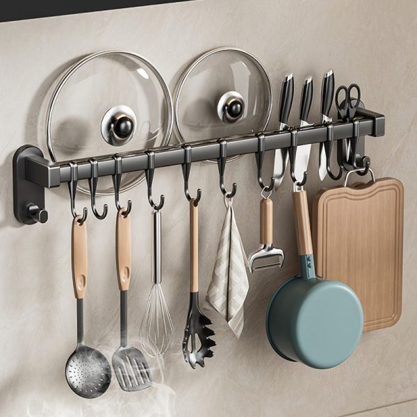WONGIRL Carbon Steel Kitchen Organizer Rack - Ideal for Chopsticks, Knives & Seasonings | Easy Install with Adhesive or Screws - Image 6