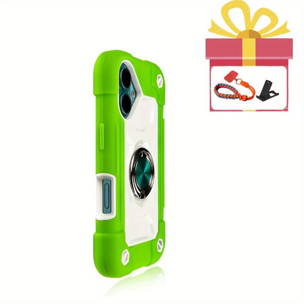 A Colorful Dual Ring Case Suitable for The Apple Iphone 16, Featuring a Durable Shell with a 360° Dual Rotating Ring Stand, a Phone Lanyard, And a 3-In-1 Protective Cover That Is Shockproof. - Image 11