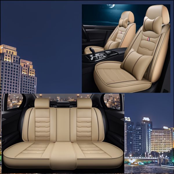 5-Seat Car Seat Cover Set, Ice Fabric + PU Material, Suitable for All Seasons, Sponge Filling, Easy to Maintain, Full Protection - Image 9