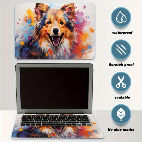 2pcs Oil Painting Puppy Laptop Stickers - Vinyl Self-Adhesive Removable Decals for 33.02-38.1 cm Laptops, No Residue Cute Dog Design for Plastic/Metal Surfaces, Disposable Pet Lover Accessories, Laptop Decoration | Playful Dog Motif | Noresidue Adhesive, Laptop Accessories - Image 9