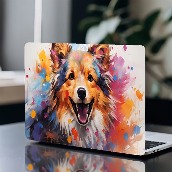 2pcs Oil Painting Puppy Laptop Stickers - Vinyl Self-Adhesive Removable Decals for 33.02-38.1 cm Laptops, No Residue Cute Dog Design for Plastic/Metal Surfaces, Disposable Pet Lover Accessories, Laptop Decoration | Playful Dog Motif | Noresidue Adhesive, Laptop Accessories - Image 4
