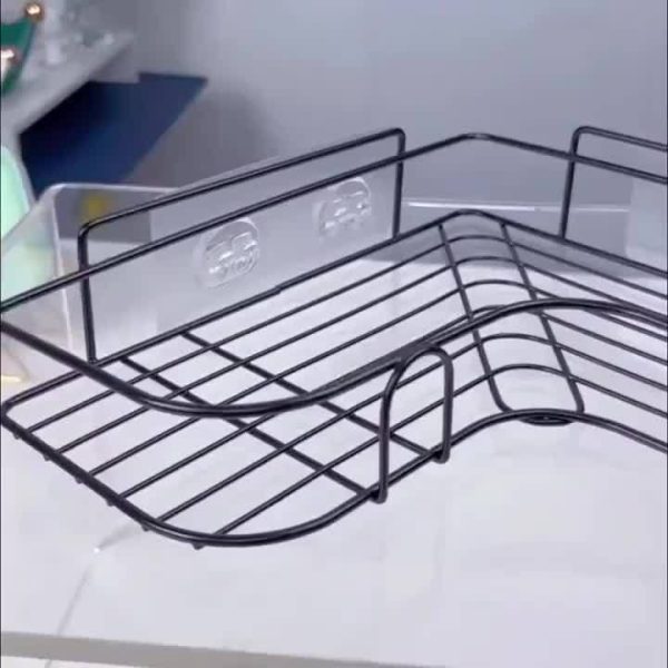 1pc Wrought Iron Wall Hanging Bathroom Shelf, Corner, No Drill, for Bathroom - Image 8