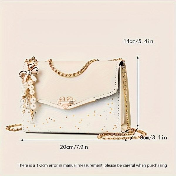 Fashionable New Women'S Shoulder Bag. This One Is a Crossbody Bag with Six Color Options to Choose From. It Is Fashionable Bohemian Beige PU Crossbody Bag with Tassel Charm - City Style Flip-Top Shoulder Bag with Metal Chain And, Lightweight And Convenient, Suitable for Shopping, Office, College, Travel - Women, Occasions, Lovers' Ideal Gift for Valentine'S Da - Image 4