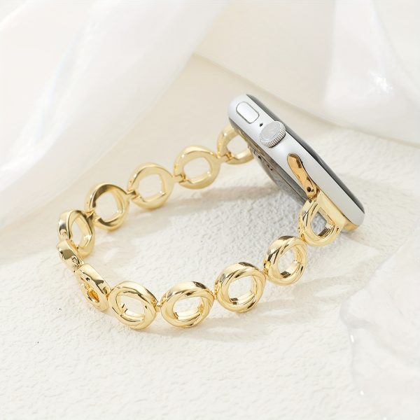1pc Gold-Plated Stainless Steel Watch Band, Fashionable Jewelry Clasp Strap for Apple Watch Series 1-10/SE, Compatible with 38mm-49mm iWatch Models, Non-Water Resistant Replacement Wristband - Image 7
