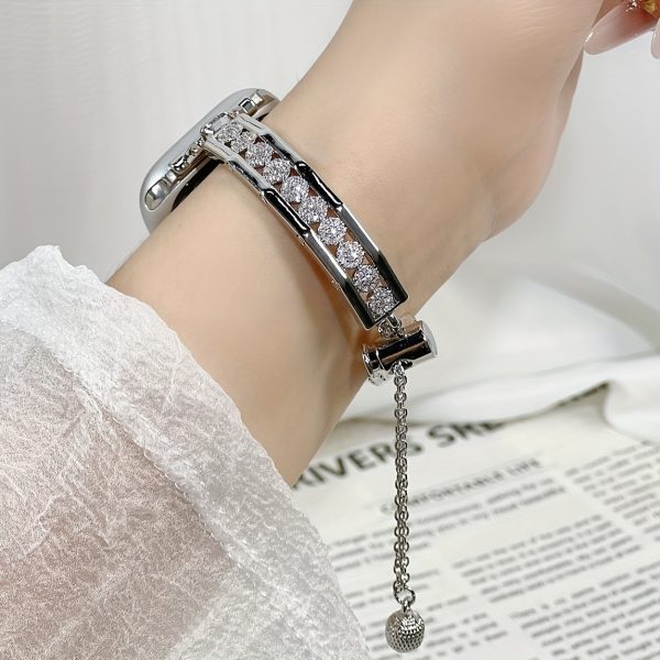 1pc Women Girls New Luxury Zirconia Diamond Hollow Bracelet Compatible with Apple Watch Band Series 10 9 8 7 6 5 4 3 2 1 38/40/41/42/44/45/46/49/ Ultra 1/2 SE for iWatch Strap Can be used as Back to School Gift, Birthday Gift - Image 8