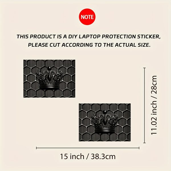 2pcs Black Crown & Sunflower 3D Laptop Light Beige Stickers - Waterproof Scratch-Resistant Vinyl, Self-Adhesive Semi-Matte Finish, Fit for Laptops, Notebooks & Netbooks (Reusable Alternative: Vinyl Wrap), Laptop Stickers, Device Customization, Hexagonal Pattern, Tech Accessories, Artistic Decals, Durable Material, Protective Decals, Tech Enthusiasts - Image 2