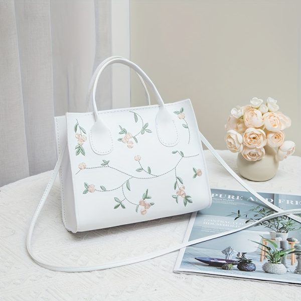 Women's Casual Floral Crossbody Bag - White with Detachable Adjustable Strap & Zipper Closure, Minimalist Holiday Design for Everyday Use, Personal Item Storage, Sleek Appearance - Image 10