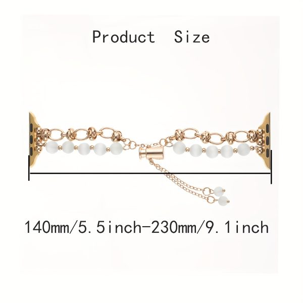 Stylish Beaded Metal Dual Chain Bracelet Strap Suitable for Apple Watch 38mm 40mm 41mm 42mm 44mm 45mm 49mm (S10 42)mm (S10 46)mm, High-End Women's Wristband Suitable for iWatch Series Ultra 2 SE 10 9 8 7 6 5 4 3 2 1 Gift - Image 3