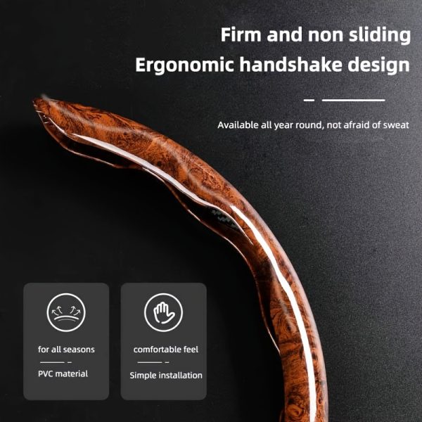 Luxury Peach Wood Grain Steering Wheel Cover - Ultra-Thin, Anti-Slip, Fit for All Seasons, High-End Feel, Easy Installation - Image 8