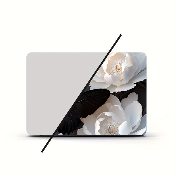2pcs Butterfly Floral Laptop Art Decal Stickers, Universal Reusable Waterproof and Scratch-Resistant Light Beige Sticker for Laptops, Cars, Helmets, Motorcycles, Refrigerators - Decorative Decals - Image 4
