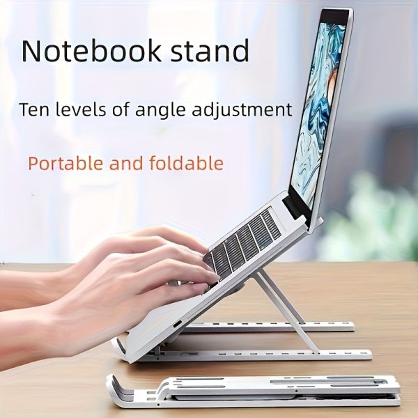 Adjustable Height & Angle Laptop Stand with 10-Level Positioning, Ergonomic Portable Foldable Desktop Stand for Improved Posture & Airflow, Compatible with Most Laptops, Vertical Laptop Stand, Sturdy Construction - Image 9