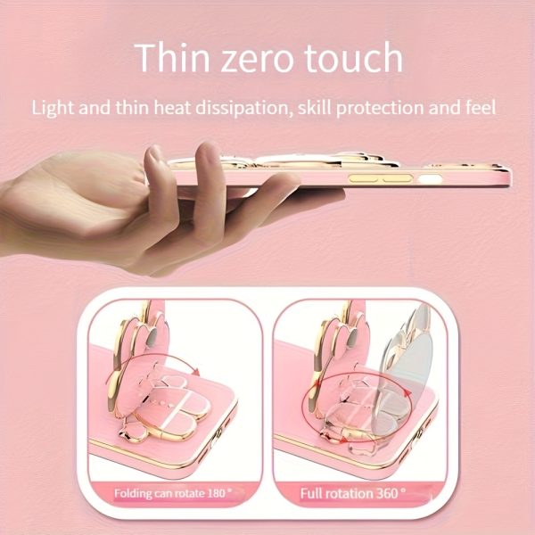New fashionable phone case suitable for iPhone 11 12 13 14 15 16 16Por 15Pro Max 16Plus phone case, rabbit three-dimensional stand ultra-thin electroplated soft phone case protective case with bracelet - Image 10