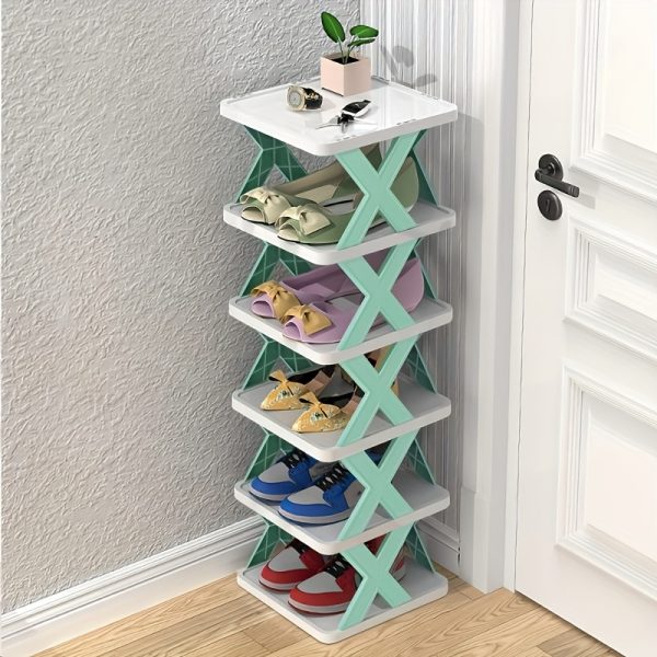 Space-Saving Foldable Shoe Rack, Compact Storage Box for Shoes - Suitable for RVs, Bathrooms, and Dormitories with Dual Row Design - Durable PVC Plastic - Image 2
