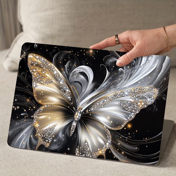2pcs Butterfly Laptop Art Decal Protective Case, Universal Netbook Light Beige Sticker Non-Duplicate Use Field Notebook Computer Light Beige Sticker Decals Waterproof and Scratch Resistant - Waterproof, Anti-scratch, Suitable for Laptops, Cars, Helmets, Motorcycles, Refrigerator Decorations - Image 8