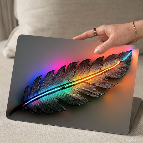 Vinyl Laptop Shell Feather Stickers, 2pcs/Set, Scratch-Proof DIY Art Protective Case for HP, Dell, Lenovo, Apple, Asus Laptops - Easy to Apply and Durable Design Suitable for Notebooks, Cars, Helmets, Motorcycles, Refrigerator Decorations - Image 9