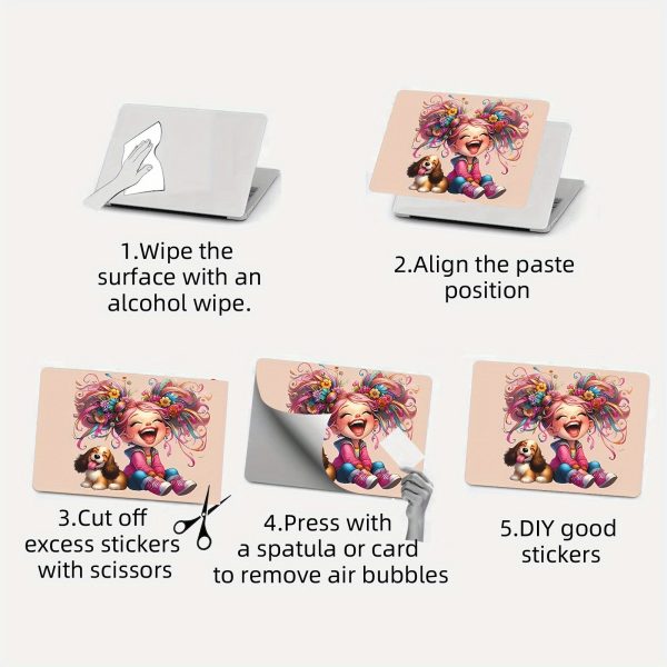 3pcs of Roll Packaging, 1pc As a Spare, No Need to Worry about Damaging The Stickers, Featuring Cute Girl And Puppy Style Laptop Stickers, Suitable for Laptops, Bright Colors, Self-Adhesive And Removable. - Image 7