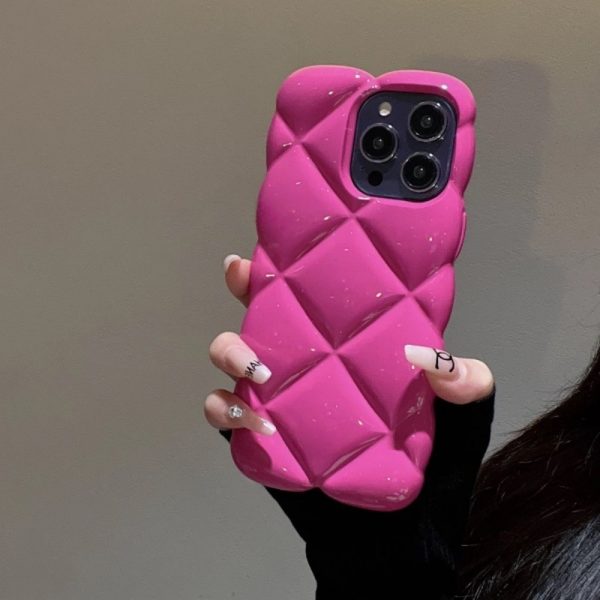 Communication 5A06: A Creative And Trendy Pink Diamond-Patterned Silicone Case Designed for The Iphone 16 Pro Max, Offering Full Protection And Anti-Drop Features, Suitable for Models 15 Pro, 14 Max, 13, And - Image 2