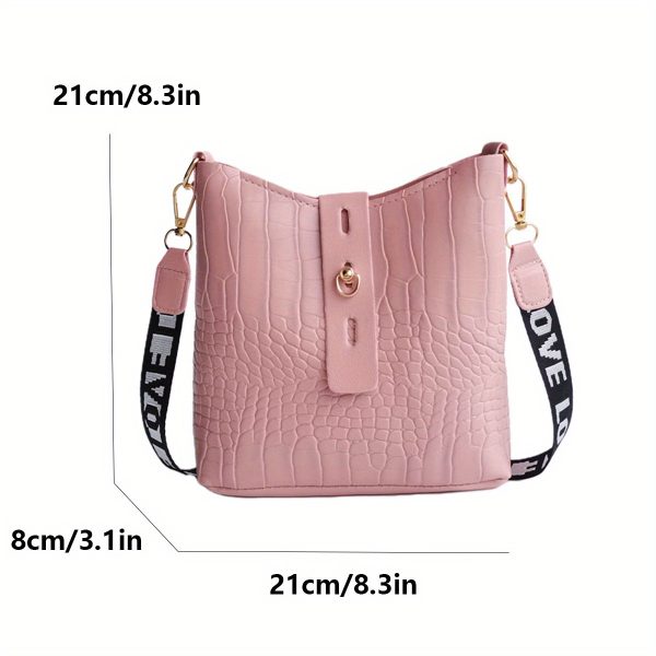 Elegant Women'S Crocodile Pattern Crossbody Bag - 4 Color Options, Zip Closure, Polyester Lined, Versatile for Commuting and Casual Outing - Image 11