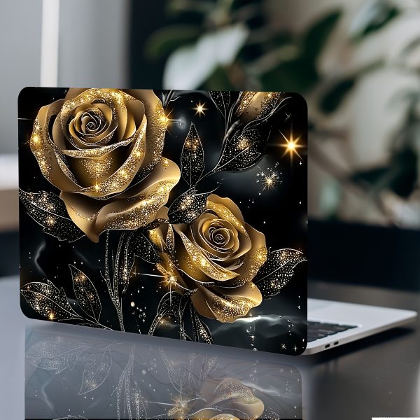 Set of 2 Golden Rose Scenic Pattern Stickers for Computers And Cars: Waterproof And Scratch-Resistant, Suitable for All Laptops. Ideal for Decorating Laptops, Cars, Helmets, Motorcycles, And Refrigerators. - Image 6