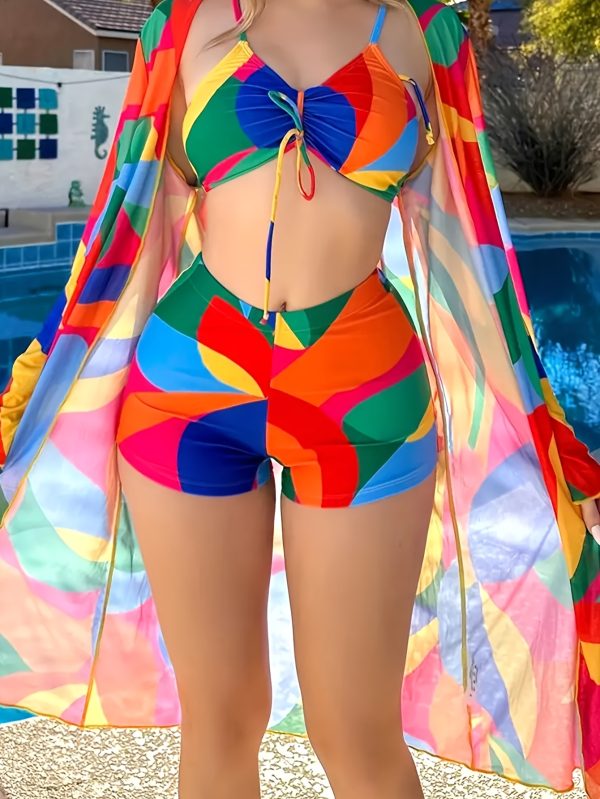 New Three-piece Set Sheer Swimwear for Women for Hot Spring Resort - Image 3