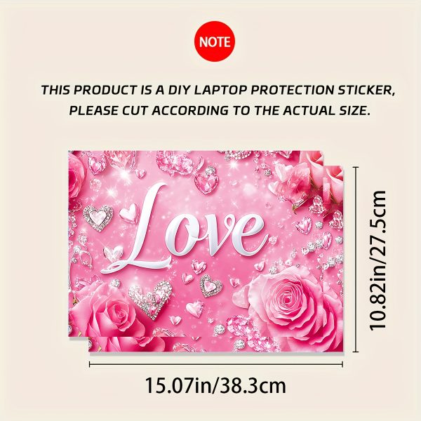 2pcs Elegant Pink Love Heart Vinyl Laptop Stickers - Waterproof, Scratch-Resistant, DIY Art Protection for Laptops & Cars, Perfect for Valentine'S Day or Romantic Themes, Romantic Accessories | Elegant Sticker Design | Durable Vinyl Stickers, Laptop Accessories - Image 2