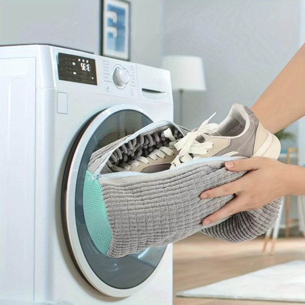 Yellow Shoe Washing Machine Bag for Washer & Dryer - Soft Chenille Laundry Bag with Noise Reduction, Oval Zipper Design & Rich Fluff Lining, Durable Polyester for Sneakers & Most Footwear, Laundry Wash Bag, Sneaker Cleaner, Noise Reduction Material, Footwear Care, Sneaker Enthusiasts, Laundry Bags - Image 8