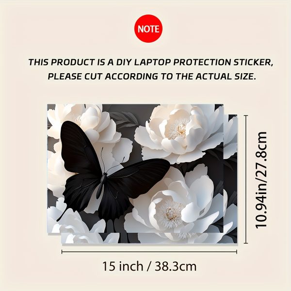 2pcs Butterfly Floral Laptop Art Decal Stickers, Universal Reusable Waterproof and Scratch-Resistant Light Beige Sticker for Laptops, Cars, Helmets, Motorcycles, Refrigerators - Decorative Decals - Image 5