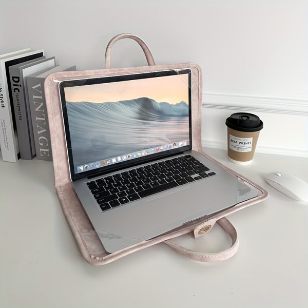 Shockproof High Quality Laptop Sleeve Case for 35.56 cm Notebooks - Lightweight Durable Pink Polyester Protective Cover with Anti-Scratch & Anti-Drop Design, Includes Hand Carry Handle for Office, Travel, Commute, Computer Laptop Carry Bag, Commuting Essentials, Modern Accessory, Reinforced Protection, Remote Workers - Image 6