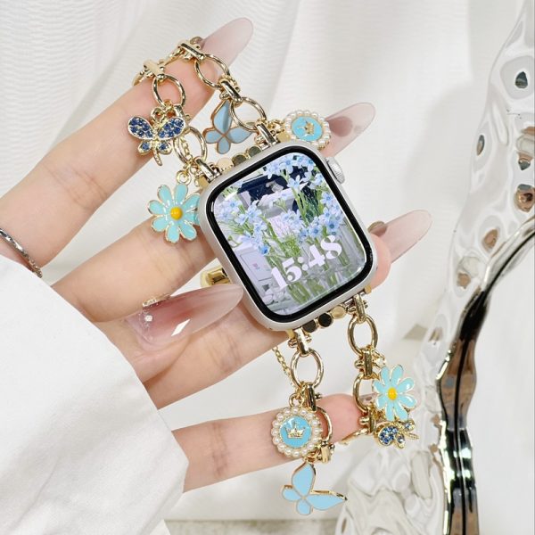 1pc Daisy Chain Apple Watch Band for Women - Alloy Jewelry Clasp Luxury Floral Charm Strap, Compatible with 38mm-49mm & Apple Watch Ultra/Series 10-1, Fashionable Smart Wristband (No Battery Needed), Apple Watch Straps - Image 12