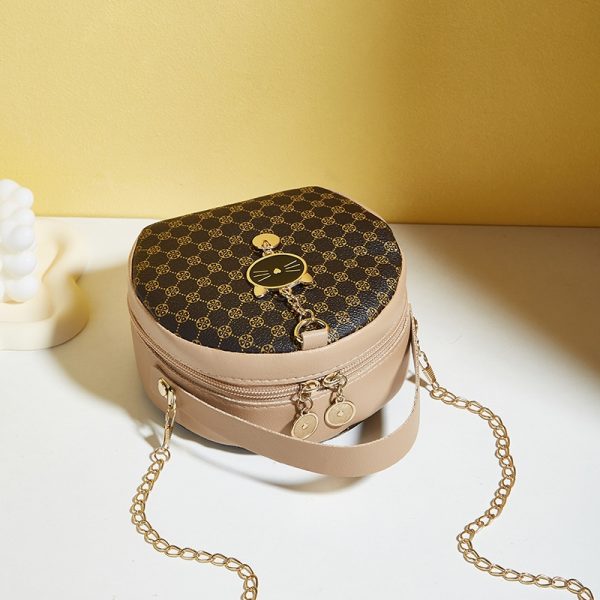 Women'S Stylish Black Round Shoulder Bag with Golden-Tone Hardware & Decorative Charm - Compact Synthetic Faux Leather Phone Purse for Daily Use, Travel, and Special Occasions - Perfect Gift for Holidays, Everyday Carry Bag|Chic Accessory|Comfortable Texture - Image 7