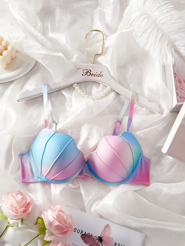 Women's Sexy Gradient Print Underwire Bra - Ombre Blue to Pink Lift & Support, Comfortable Steel Boned Lingerie for Bridal & Special Occasions, Evening Wear Accessory | Comfortable Fit - Image 2