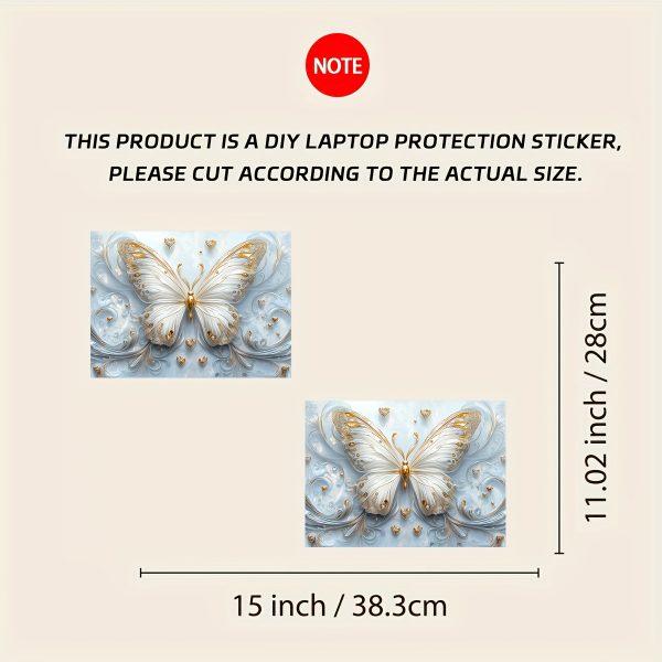 2pcs Patterned Laptop Art Decal Protective Cover, Universal Netbook Light Beige Stickers Non-Reusable Notebook Light Beige Decals Waterproof and Scratch Resistant - Water-resistant, Anti-scratch, Suitable for Laptops, Cars - Image 2