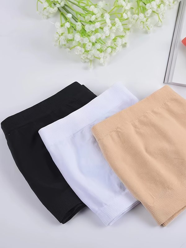 3pcs Women's Elegant Strapless Tube Tops - Smooth Polyester-Spandex Blend, No Underwire, Lightweight Stretchy Fabric for Everyday, Work & Party Wear - Black, White, Beige - Image 5