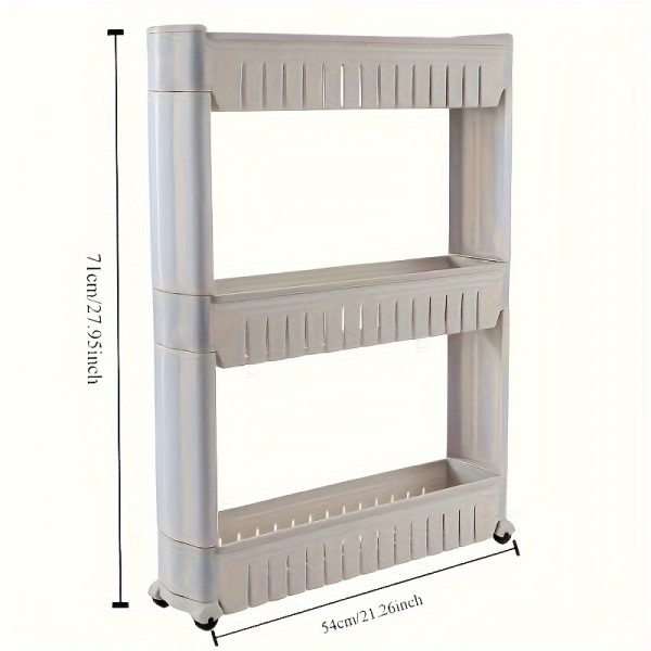 3-Tier Ultra-Narrow Refrigerator Edge Gap Organizer - Freestanding Cart for Bathroom and Living Room Storage - Suitable for Hotel Home Kitchen Bathroom Living Room Scenarios - Image 2