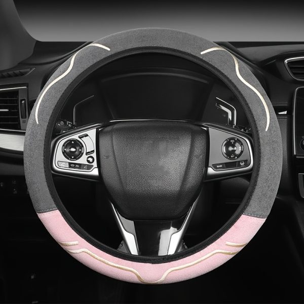 PU Leather Steering Wheel Cover - Soft Touch, Durable & Breathable, Anti-Slip Grip for 35.81-38.1 cm Wheels, Fits Sedans, SUVs, Vans, and More, Stylish Dark Gray with Golden Accents, Allseason Driving | Sleek Car Accessory | Breathable Material, Bling Steering Wheel Cover - Image 12
