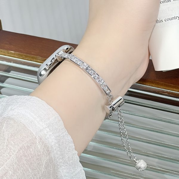 1pc Women Girls Luxury Zirconia Crystal Metal Watch Bracelet Compatible with Apple Watch Band Series 10 9 8 7 6 5 4 3 2 1 38/40/41/42/44/45/46/49/ Ultra 1/2 SE for iWatch Strap, a perfect gift for parties, banquets, festivals and daily wear - Image 11