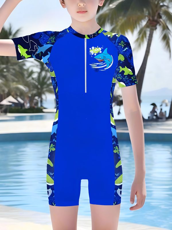 Fashionable Print One-Piece Swimsuits for Boys, Girls And Teenagers, Swim Trunks for Boys, Girls And Teenagers, Professional Swimsuits And Trunks for Swimming Enthusiasts, Novel Pattern Design, Comfortable Quick-Drying And Breathable Fabric, Suitable for Boys And Girls - Image 2